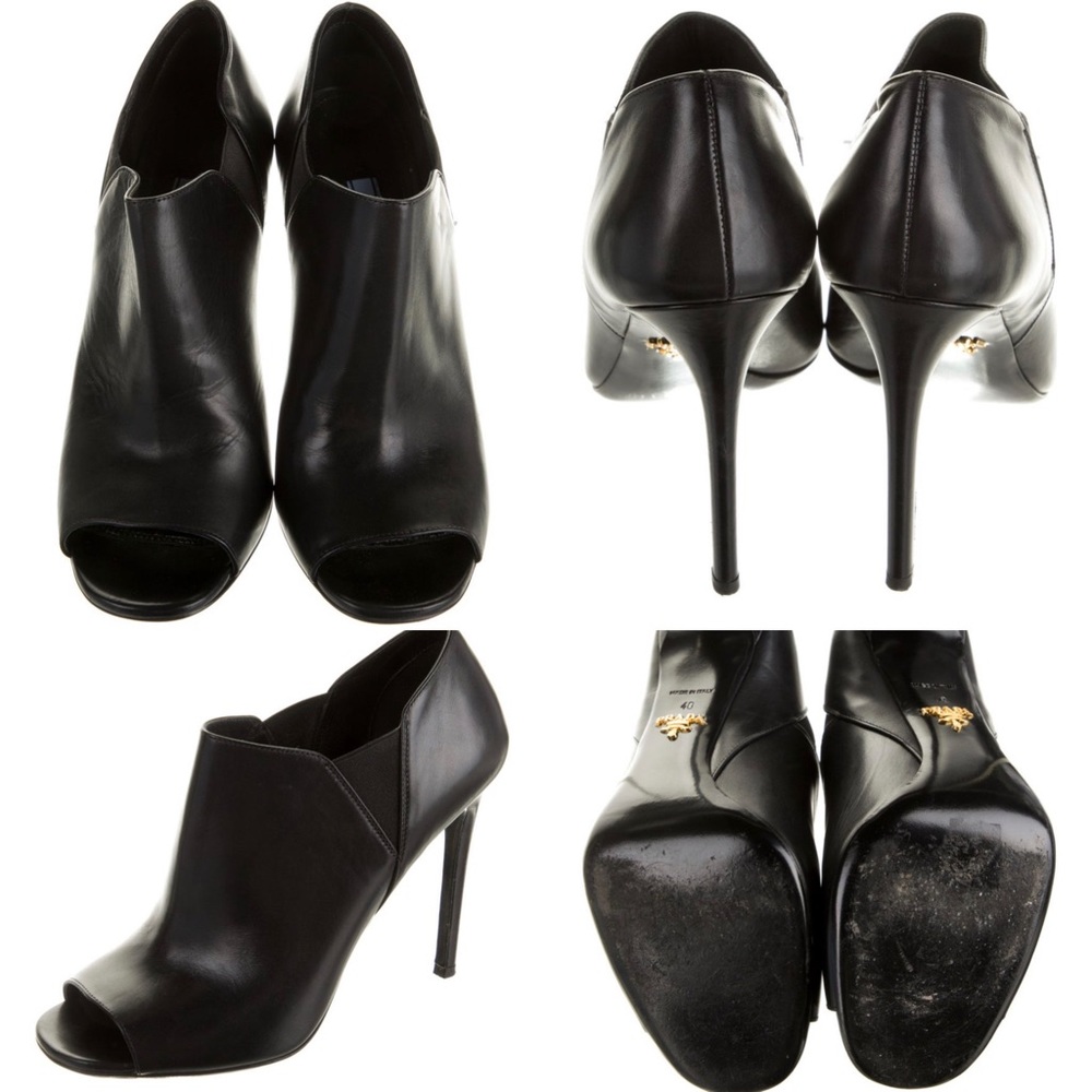 PRADA Peep Toe Shoe Booties Size 40 - Picture 2 of 7